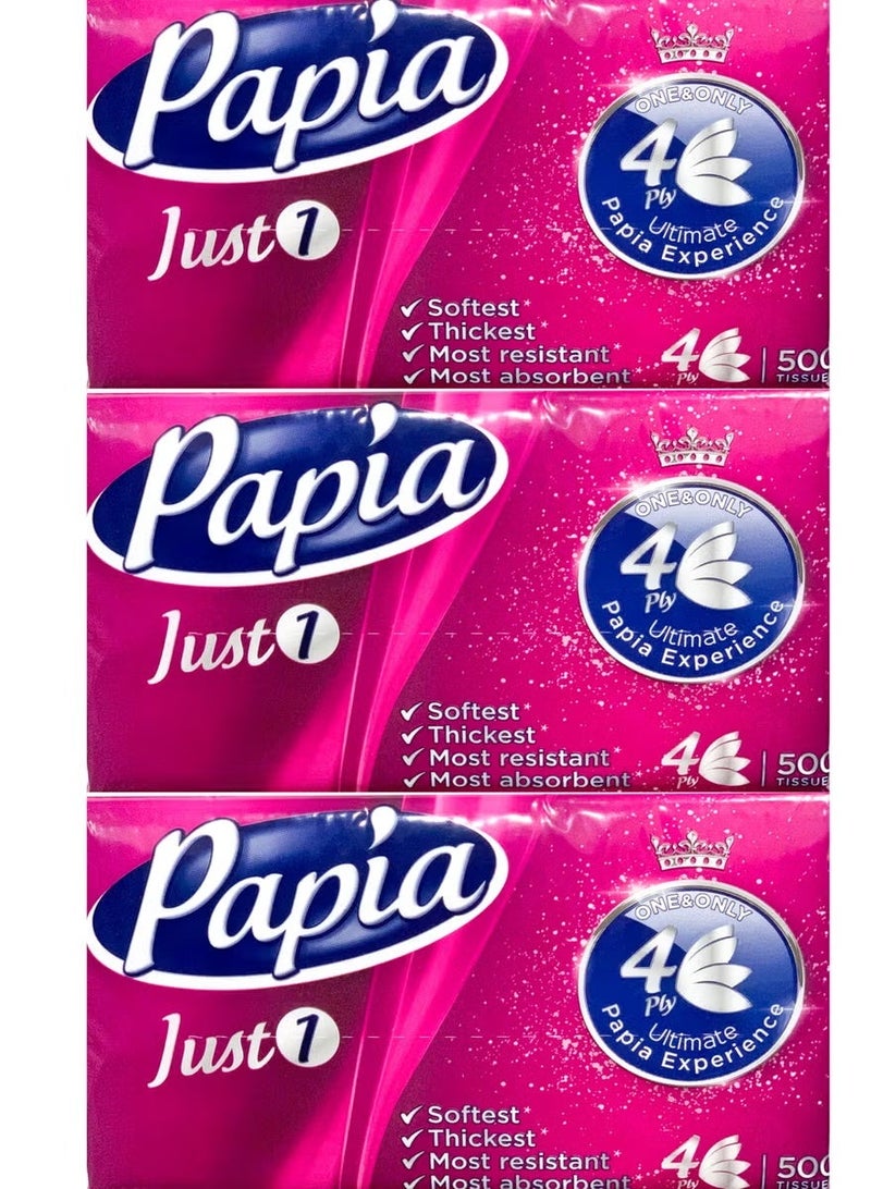 Papia Facial Tissue -  Multipack - 4 Ply - 500 X 3 - Image 1